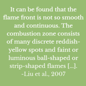 Quote from Liu et al., 2007 covering the flame front in a hybrid mixture.