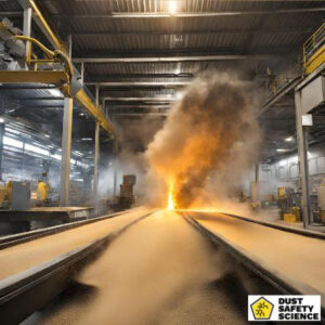 Combustible Dust Cloud and Fire on Conveyor Belt