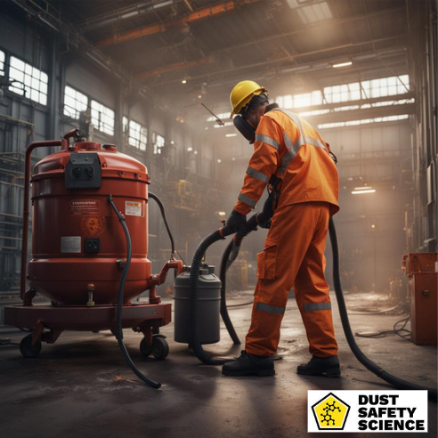 Safety Personnel using an ATEX Certified Combustible Dust Vacuum