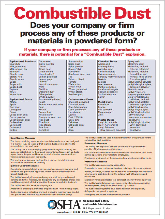 OSHA Combustible Dust Poster