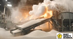 combustible dust and combustible dust explosion on a conveyor belt