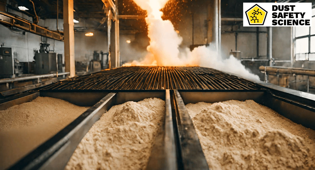 A picture of Flour Dust and a Combustible Dust Explosion, in a Food Processing Facility